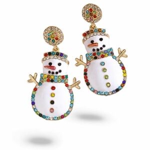 Colorful Snowman Earrings Holiday Jewelry
